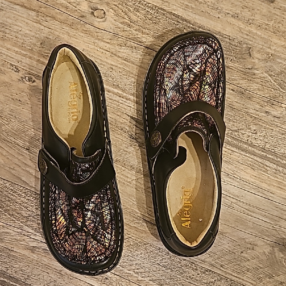 Alegria By PG Lite Women's Black Multicolor Mary Jane Slip-On Shoe